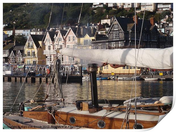 Old yacht on the Dart Print by Malcolm Snook