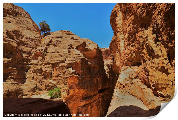 Rocky desert canyon Print by Malcolm Snook