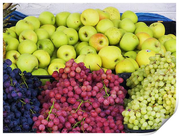 Apples and grapes Print by Malcolm Snook