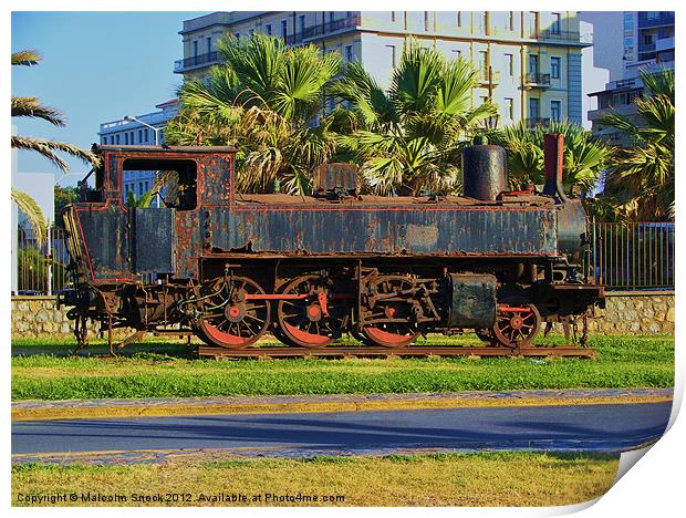 Rusting steam engine Print by Malcolm Snook