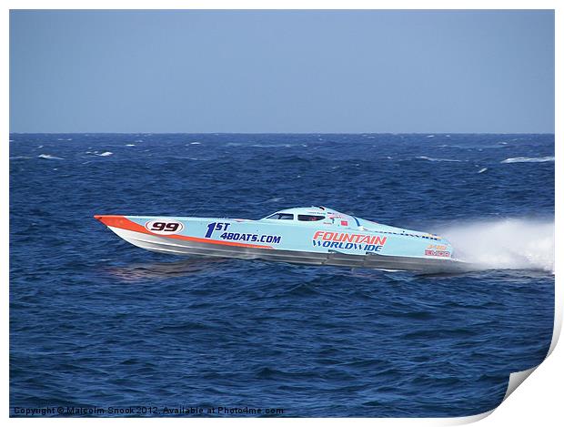 Offshore Powerboat Racing Print by Malcolm Snook
