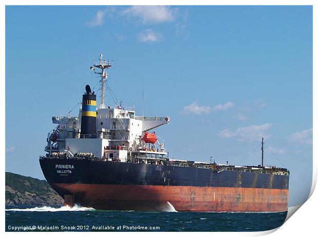 Cargo Ship on the Bosphorus Print by Malcolm Snook