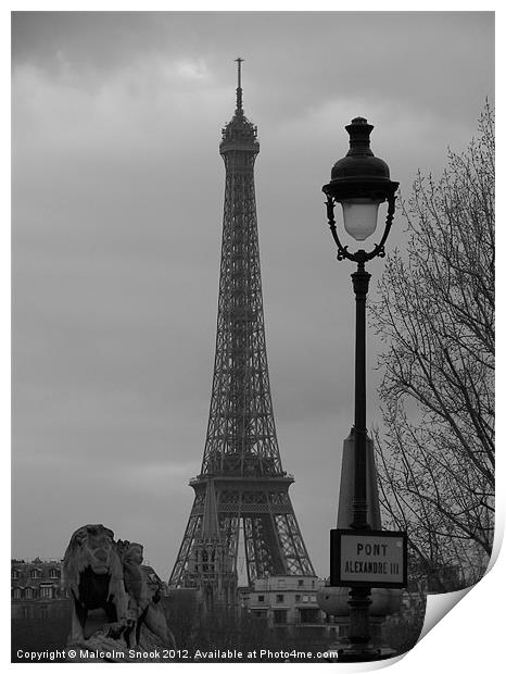 Eiffel Tower from the Seine Print by Malcolm Snook