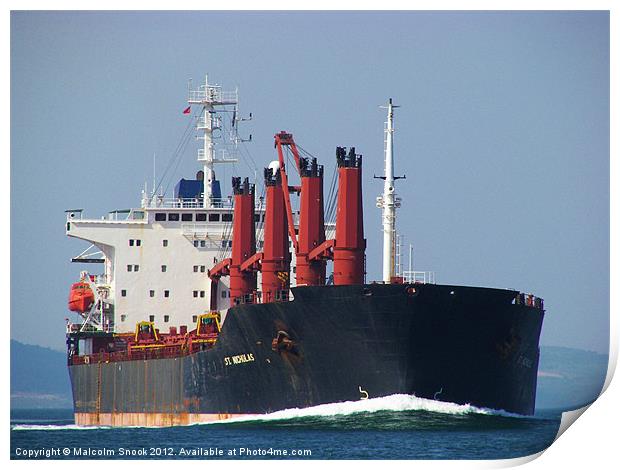 Cargo Ship St Nicholas Print by Malcolm Snook