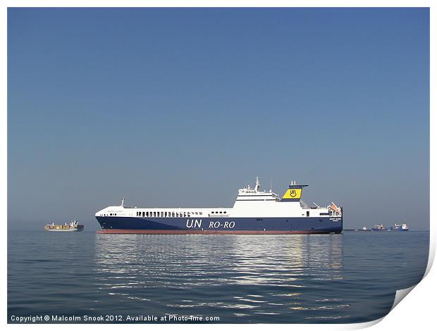 UN RoRo Ferry Print by Malcolm Snook