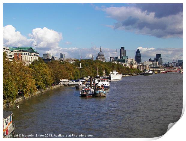 Ships on the Thames Print by Malcolm Snook