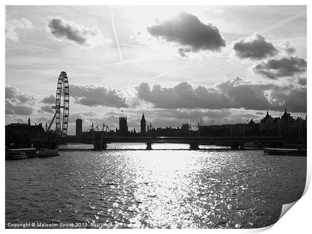 The London Eye Print by Malcolm Snook