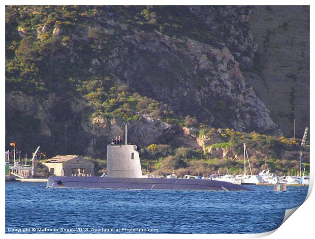 Submarine putting to sea Print by Malcolm Snook
