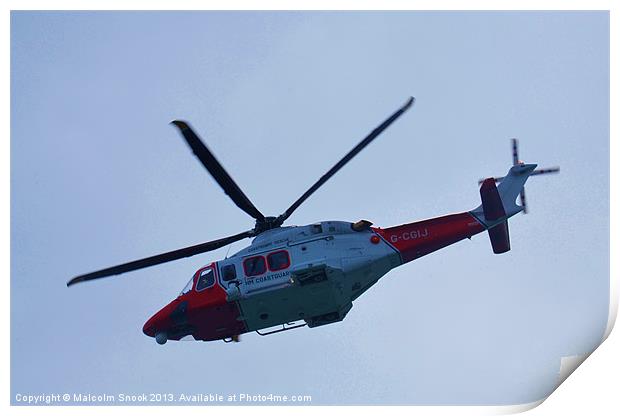 UK Coastguard Helicopter Print by Malcolm Snook