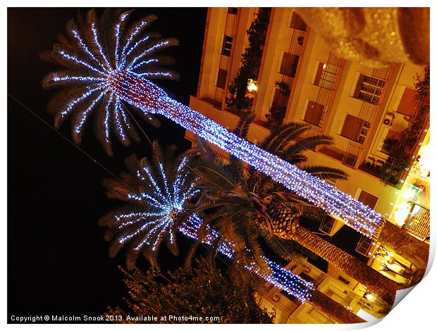Festive Lights In Sicily Print by Malcolm Snook