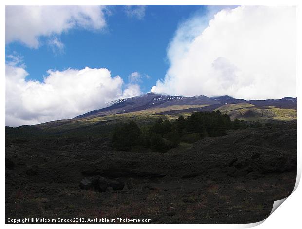 Mount Etna Looking Up Print by Malcolm Snook