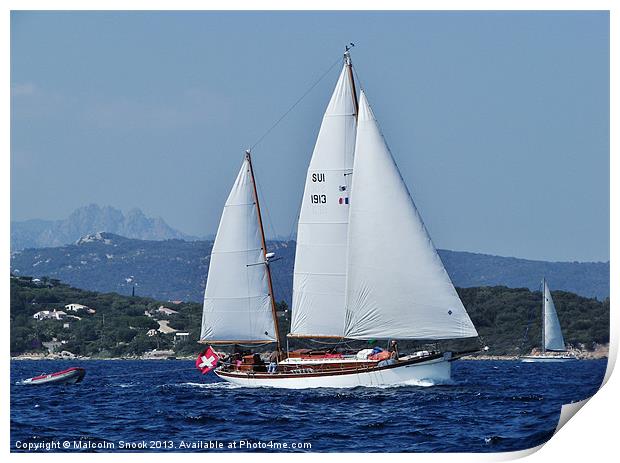 Swiss Flagged ketc in Corsica Print by Malcolm Snook