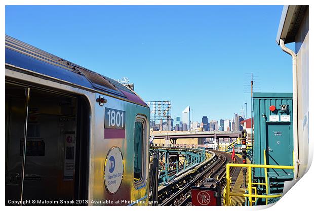 NYC View From Metro 7 Print by Malcolm Snook