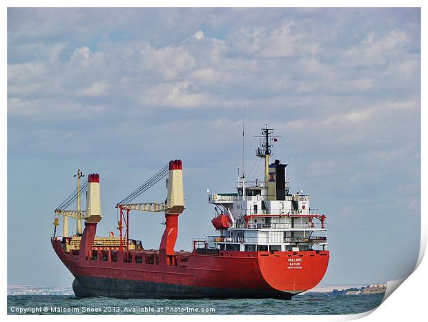 Cargo Ship Malmo Print by Malcolm Snook