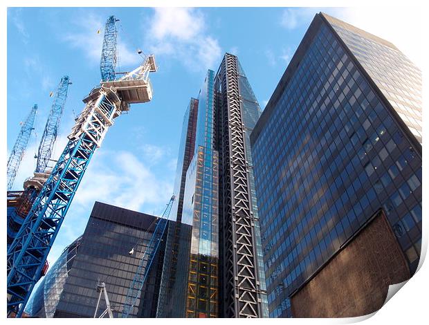 London Cranes And Skyscrapers  Print by Malcolm Snook
