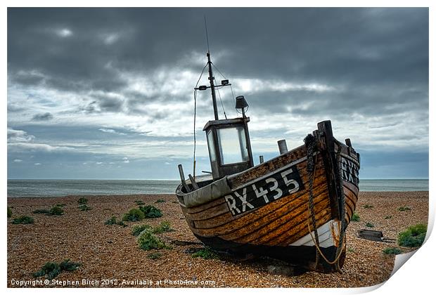 Fishing Boat at Dungeness, Kent Print by Stephen Birch