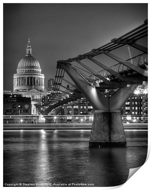 St Paul''s Cathedral and the Millenium Briddge Print by Stephen Birch