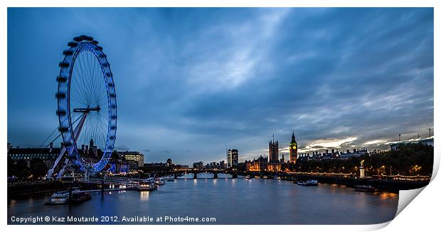 London Eye Cityscape Print by Kaz Moutarde