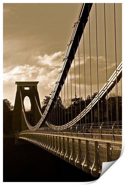 Golden Clifton Bridge Print by Luke Ellen
