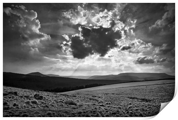 Crespuscular Rays across the Upper Derwent Valley Print by Darren Galpin