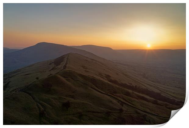 Great Ridge Sunset Derbyshire Peak District  Print by Darren Galpin