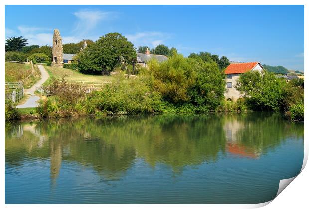 Abbotsbury Abbey Remains and Pond Print by Darren Galpin