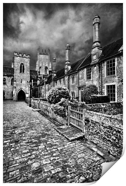 Vicars Close and Wells Cathedral Print by Darren Galpin