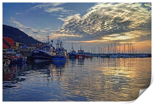 Scarborough Harbour Sunrise North Yorkshire  Print by Darren Galpin