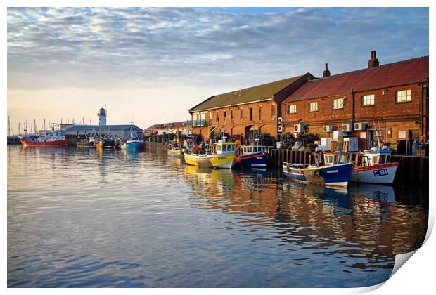 Scarborough Harbour and Lighthouse,North Yorkshire Print by Darren Galpin