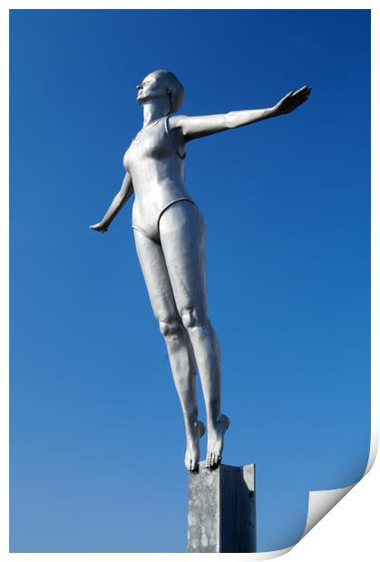 Diving Belle Statue, Scarborough Print by Darren Galpin