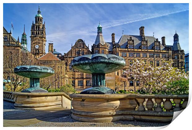 Sheffield Town Hall & entrance to Peace Gardens  Print by Darren Galpin