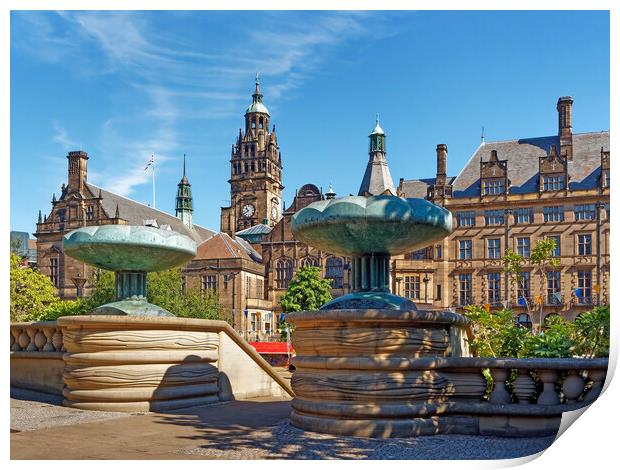 Sheffield Town Hall & entrance to Peace Gardens  Print by Darren Galpin