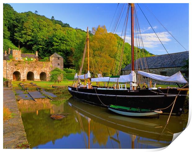 Cotehele Quay & Shamrock Barge, Cornwall Print by Darren Galpin