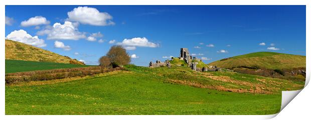 Corfe Castle Panorama Print by Darren Galpin