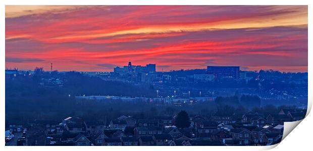 Barnsley Skyline Sunset Print by Darren Galpin