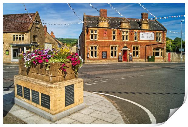 Beaminster Square and Red Lion Print by Darren Galpin