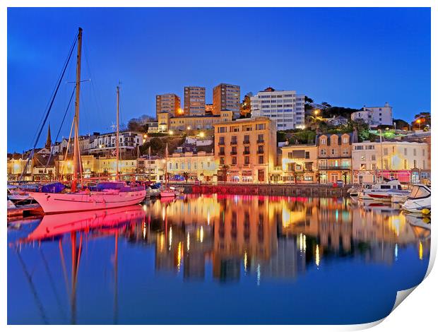 Torquay Harbour at Night Print by Darren Galpin