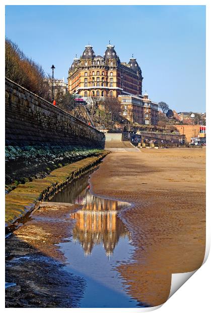 Scarborough Beach and Grand Hotel, North Yorkshire Print by Darren Galpin