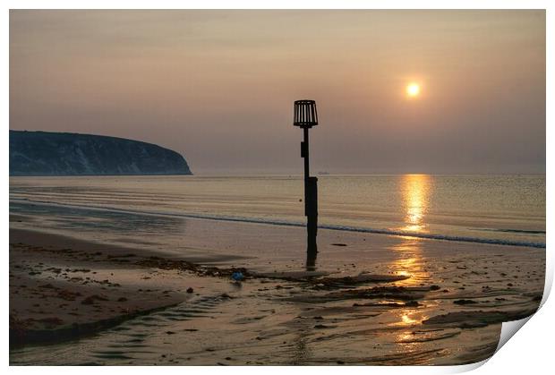 Sunrise over Swanage Bay, Dorset Print by Darren Galpin