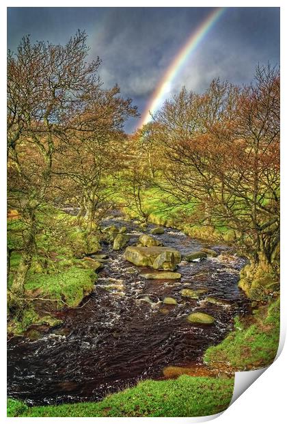 Rainbow over Burbage Brook Print by Darren Galpin