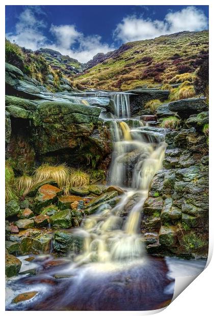  Crowden Clough Waterfalls Print by Darren Galpin