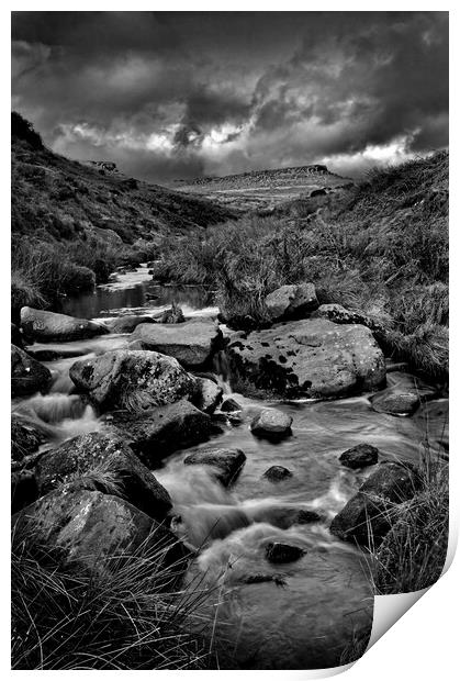 Burbage Brook and Carl Wark  Print by Darren Galpin