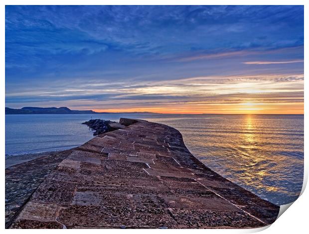 Cobb Sunrise, Lyme Regis Print by Darren Galpin