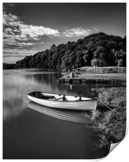 Boat Moored at Cotehelle Quay Print by Darren Galpin