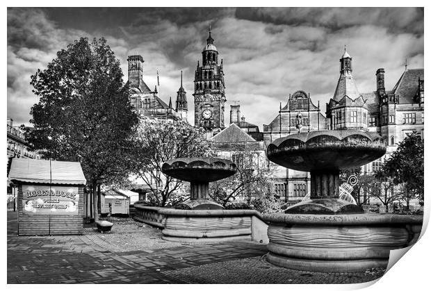 Sheffield Town Hall and entrance to Peace Gardens   Print by Darren Galpin