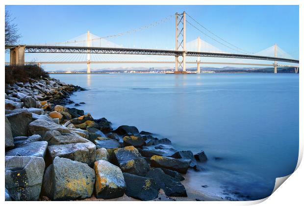 Forth Road Bridge and Queensferry Crossing Print by Darren Galpin