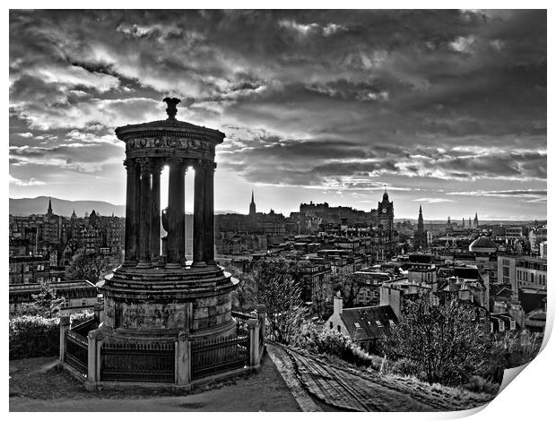 Edinburgh Skyline from Calton Hill at Sunset Print by Darren Galpin