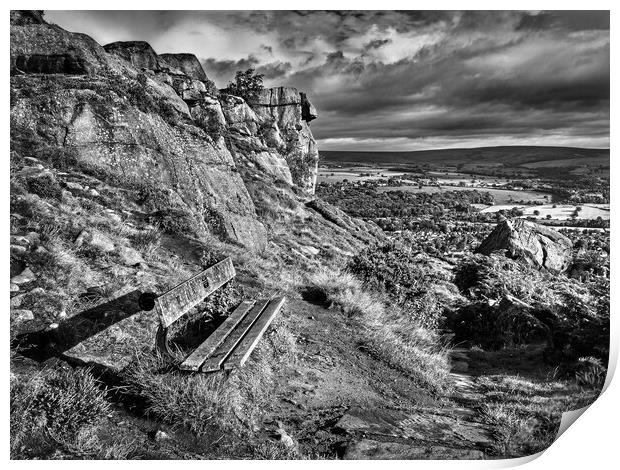 Ilkley The Cow and Calf Rocks Print by Darren Galpin