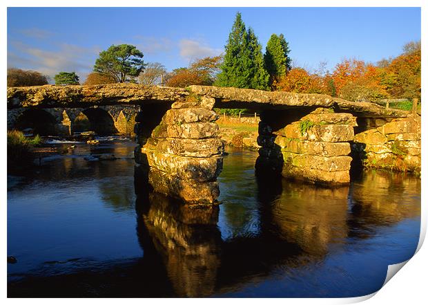 Postbridge,Clapper Bridge & East Dart River Print by Darren Galpin