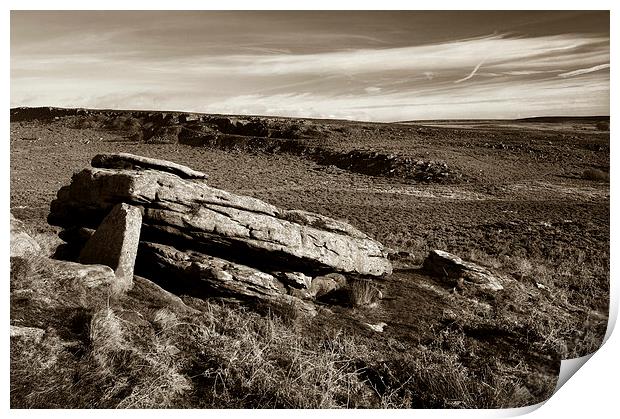 Burbage Rocks from Hathersage Moor Print by Darren Galpin